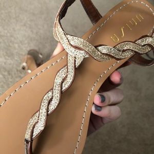 Practically new gold braided sandals
